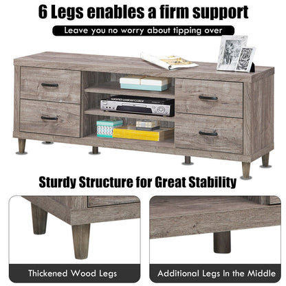 Wood TV Stand with Adjustable Shelves, 4 Drawers, and Cable Management – Fits TVs up to 65"