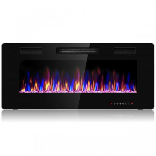 42 Inch Recessed Ultra Thin Electric Fireplace with Timer & Adjustable Heat