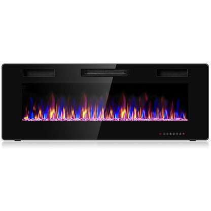 50 Inch Ultra Slim Recessed Electric Fireplace with Adjustable Timer
