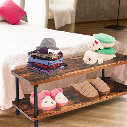 Vintage Style Coffee Table with Metal Frame and Two Storage Levels