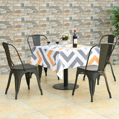Set of 4 Industrial Metal Dining Chairs with Wood Seat - Gunmetal