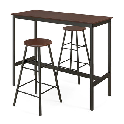 3 Piece Bar Height Dining Set with Table and 2 Stools for Kitchen or Apartment Use