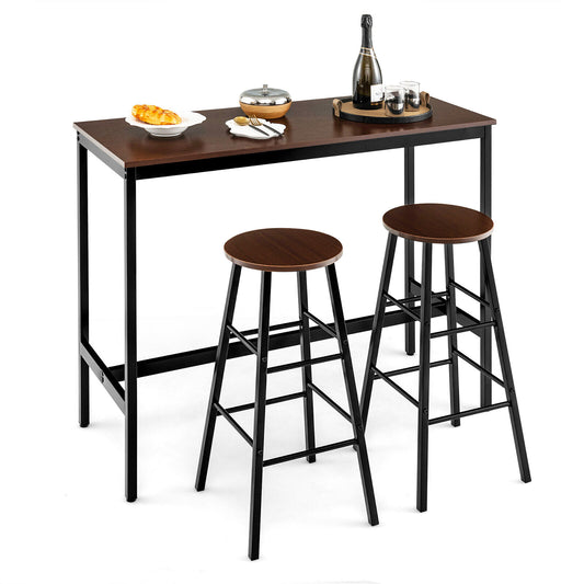 3 Piece Bar Height Dining Set with Table and 2 Stools for Kitchen or Apartment Use