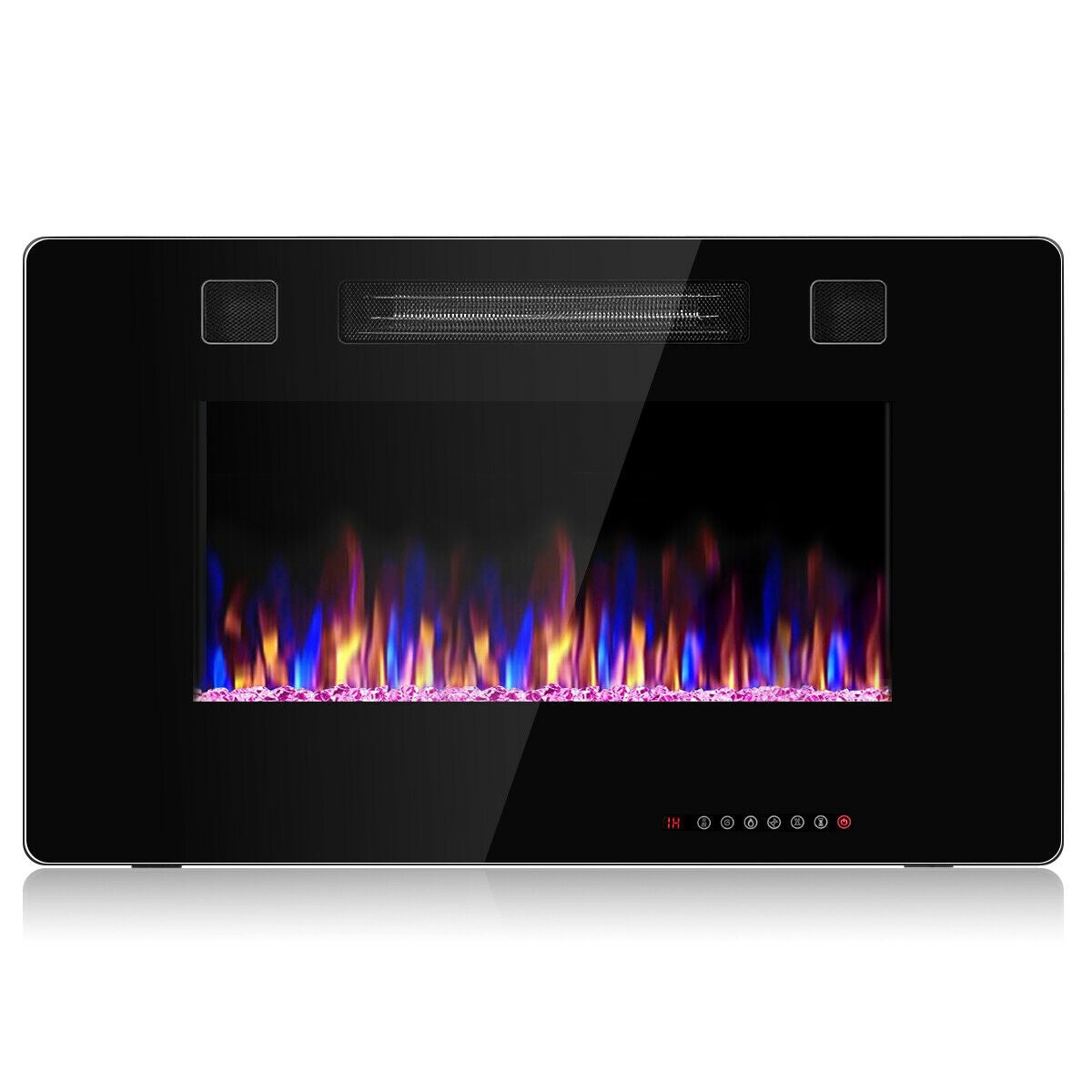 30 Inch Recessed Ultra Thin Electric Fireplace Heater with Tempered Glass Front