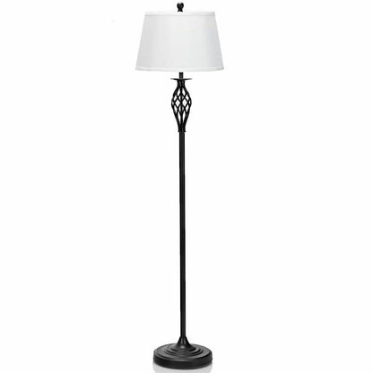Elegant 3 Piece Lamp Set with 2 Table Lamps and 1 Floor Lamp Featuring Fabric Shades