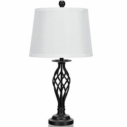 Elegant 3 Piece Lamp Set with 2 Table Lamps and 1 Floor Lamp Featuring Fabric Shades