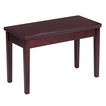 Comfortable PU Leather Piano Bench with Sturdy Solid Wood Base for Keyboard - Brown