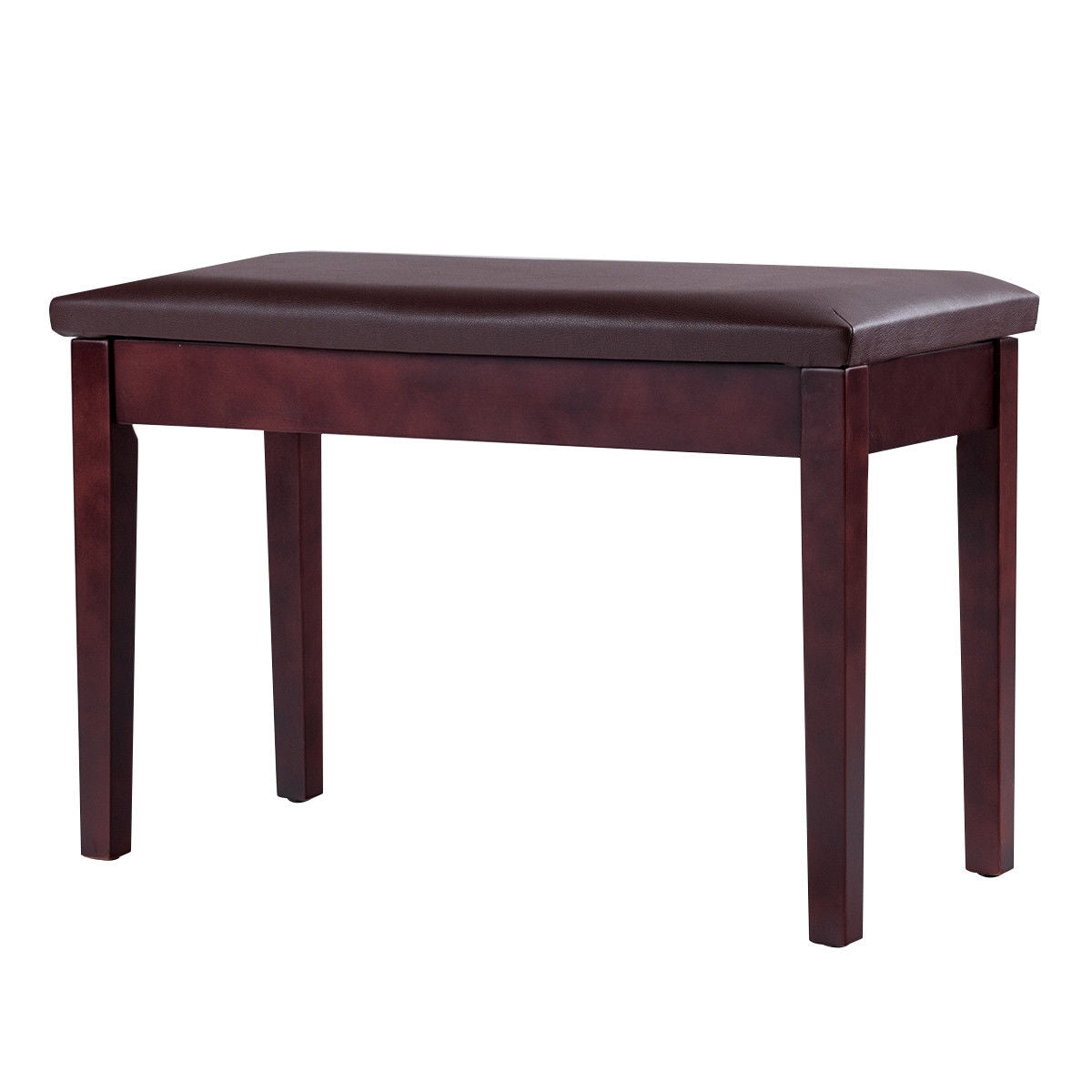 Comfortable PU Leather Piano Bench with Sturdy Solid Wood Base for Keyboard - Brown