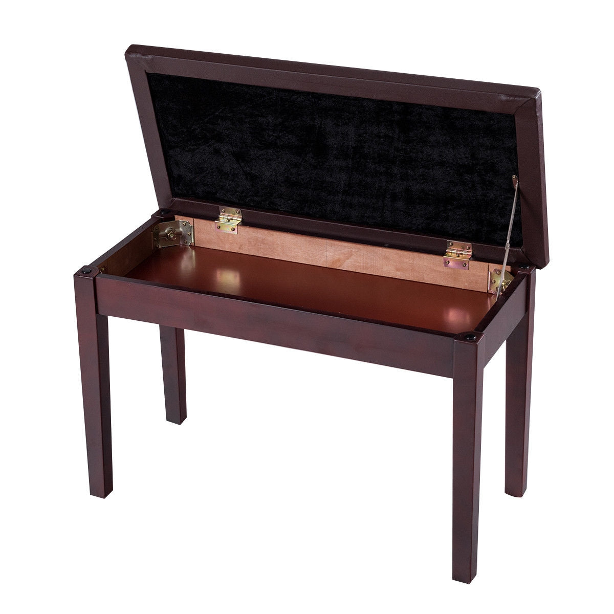 Comfortable PU Leather Piano Bench with Sturdy Solid Wood Base for Keyboard - Brown