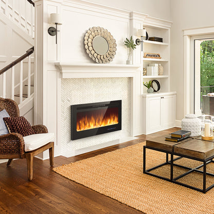 36 Inch Wall Mounted Electric Fireplace Insert with Timer