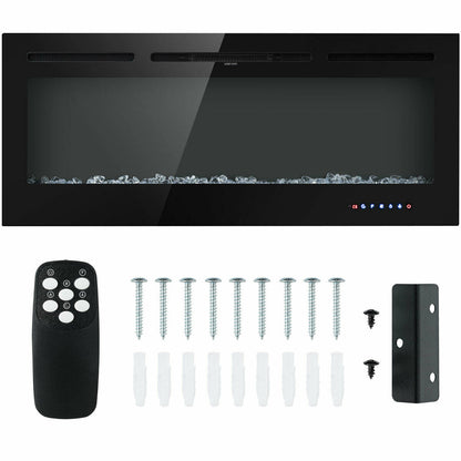 50 Inch Wall Mounted/Recessed Electric Fireplace Insert with Adjustable Brightness