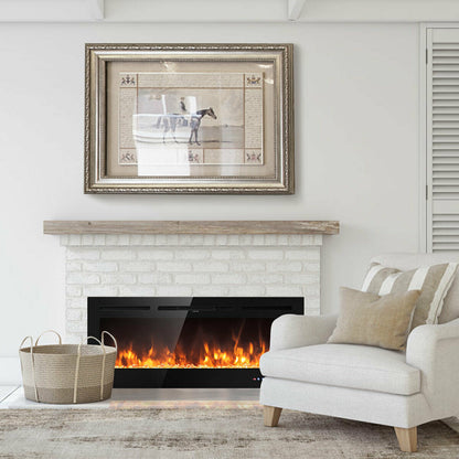 50 Inch Wall Mounted/Recessed Electric Fireplace Insert with Adjustable Brightness