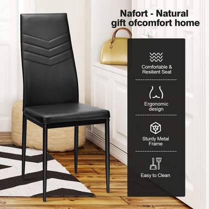 Set of 4 Ergonomic High Back Dining Chairs with PVC Leather Upholstery and Non-Slip Foot Pads