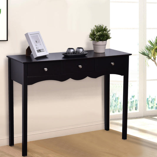 Elegant 3-Drawer Console Table for Entryway, Hallway, or Living Room – Black Finish