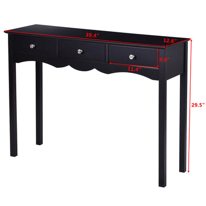 Elegant 3-Drawer Console Table for Entryway, Hallway, or Living Room – Black Finish