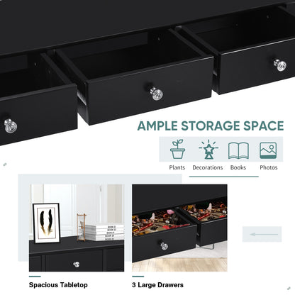 Elegant 3-Drawer Console Table for Entryway, Hallway, or Living Room – Black Finish