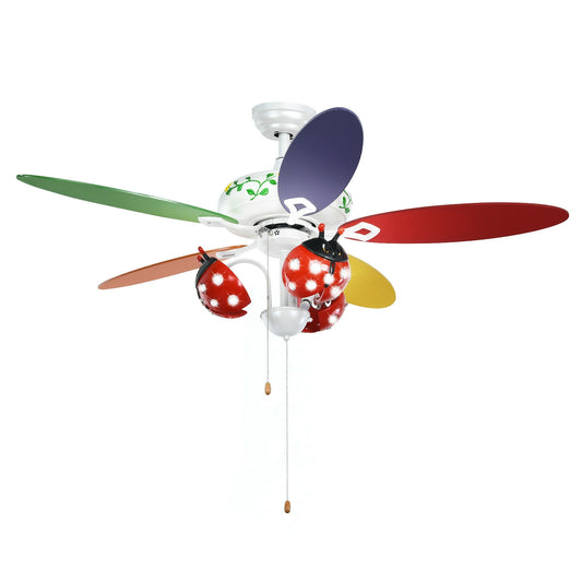 52 Inch Beetle Ceiling Fan for Kids with Colorful Blades & Pull Chain Control