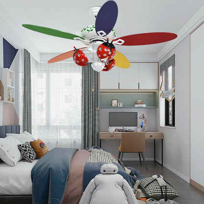 52 Inch Beetle Ceiling Fan for Kids with Colorful Blades & Pull Chain Control