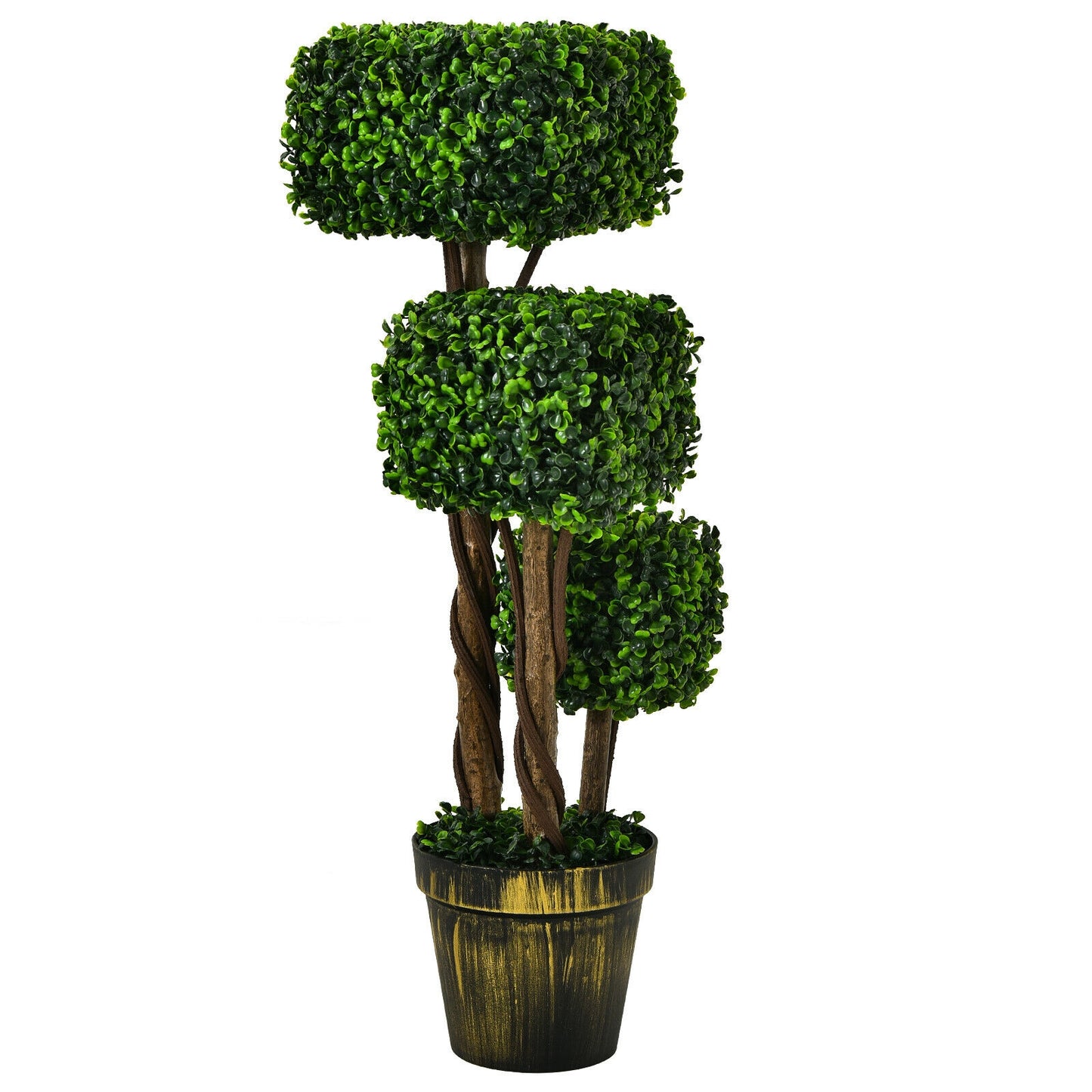 36 Inch Realistic Artificial Boxwood Topiary Tree – UV Protected for Indoor & Outdoor Decor