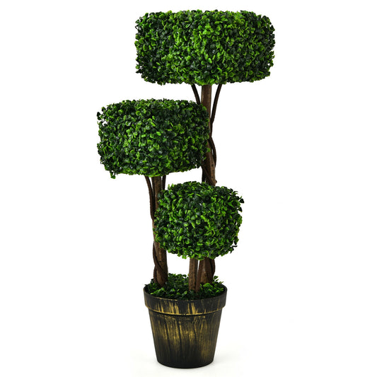 36 Inch Realistic Artificial Boxwood Topiary Tree – UV Protected for Indoor & Outdoor Decor