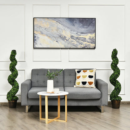 Set of 2 – 4ft Artificial Spiral Boxwood Topiary Trees for Indoor/Outdoor Spaces