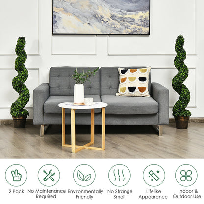 Set of 2 – 4ft Artificial Spiral Boxwood Topiary Trees for Indoor/Outdoor Spaces