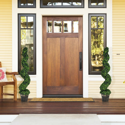 Set of 2 – 4ft Artificial Spiral Boxwood Topiary Trees for Indoor/Outdoor Spaces