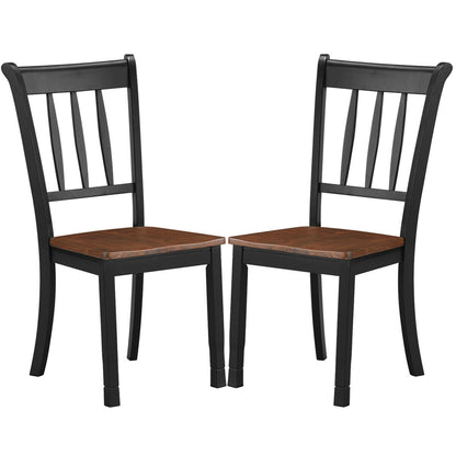 Set of 2 Whitesburg Spindle Back Dining Chairs with Solid Wood Frame and Black Finish