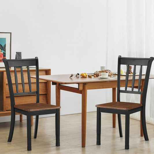 Set of 2 Whitesburg Spindle Back Dining Chairs with Solid Wood Frame and Black Finish