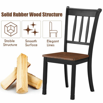 Set of 2 Whitesburg Spindle Back Dining Chairs with Solid Wood Frame and Black Finish