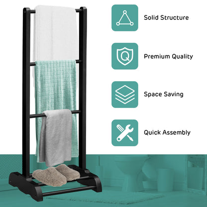 Freestanding Acacia Wood 3 Tier Towel Rack with Bottom Shelf