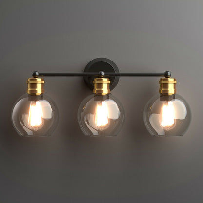 Elegant 3 Light Bubbled Glass Vanity Sconce with Antique Gold Accents