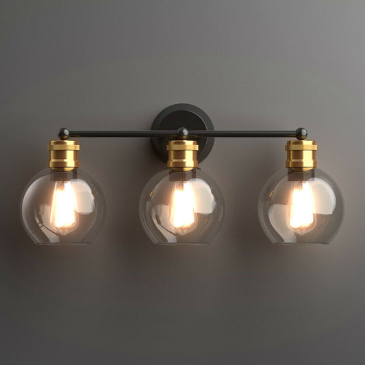 Elegant 3 Light Bubbled Glass Vanity Sconce with Antique Gold Accents