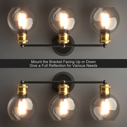 Elegant 3 Light Bubbled Glass Vanity Sconce with Antique Gold Accents