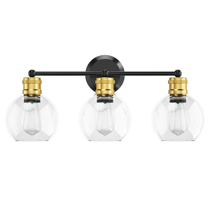 Elegant 3 Light Bubbled Glass Vanity Sconce with Antique Gold Accents
