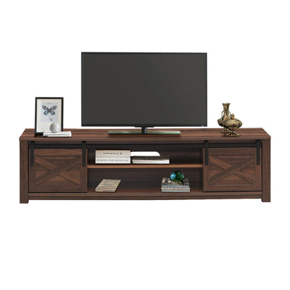 Sliding Barn Door TV Stand with Adjustable Shelves for TVs up to 65 Inches - Brown