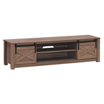 Sliding Barn Door TV Stand with Adjustable Shelves for TVs up to 65 Inches - Walnut