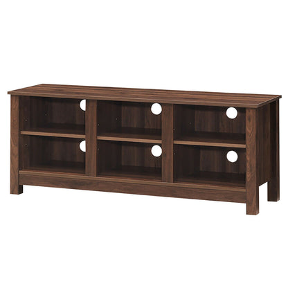 Mid-Century TV Stand for TVs up to 60 Inches with Open Shelves and Cable Management in Brown
