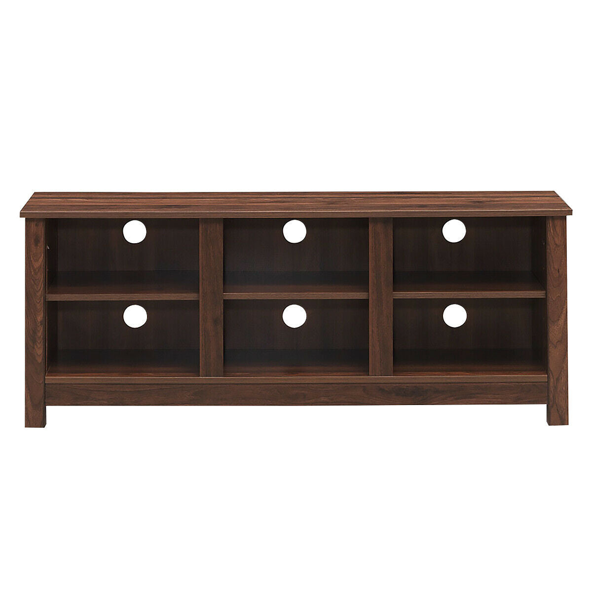 Mid-Century TV Stand for TVs up to 60 Inches with Open Shelves and Cable Management in Brown