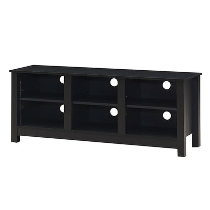 Mid-Century TV Stand for TVs up to 60 Inches with Open Shelves and Cable Management in Black