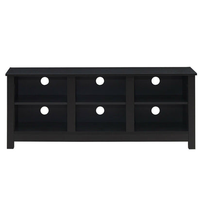 Mid-Century TV Stand for TVs up to 60 Inches with Open Shelves and Cable Management in Black
