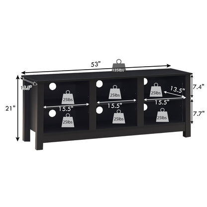 Mid-Century TV Stand for TVs up to 60 Inches with Open Shelves and Cable Management in Black