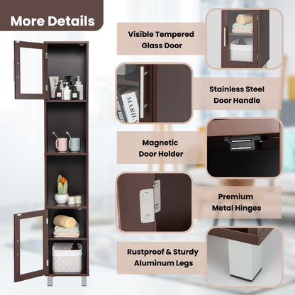 71" Tall Bathroom Storage Cabinet with Display Shelves & Organizer for Bedroom