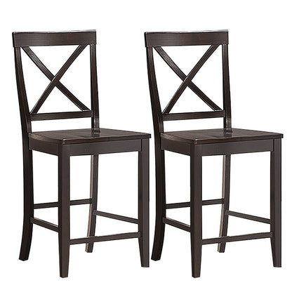 24 Inch Kitchen Chairs with Rubber Wood Frame and Comfortable Seat, Set of 2