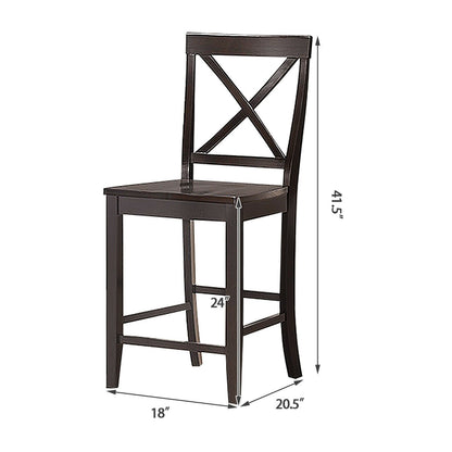 24 Inch Kitchen Chairs with Rubber Wood Frame and Comfortable Seat, Set of 2