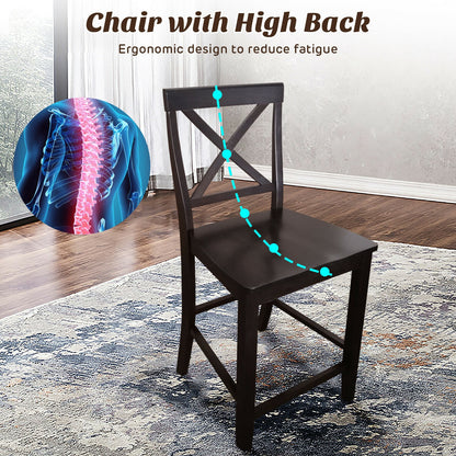 24 Inch Kitchen Chairs with Rubber Wood Frame and Comfortable Seat, Set of 2