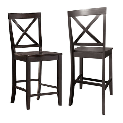 24 Inch Kitchen Chairs with Rubber Wood Frame and Comfortable Seat, Set of 2