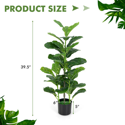 2 Pack Lifelike Artificial Fiddle Leaf Fig Trees for Home & Garden Décor