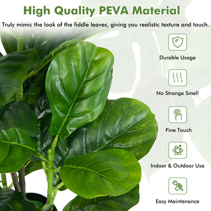 2 Pack Lifelike Artificial Fiddle Leaf Fig Trees for Home & Garden Décor