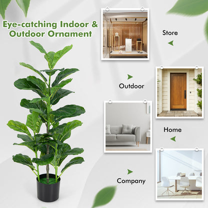 2 Pack Lifelike Artificial Fiddle Leaf Fig Trees for Home & Garden Décor